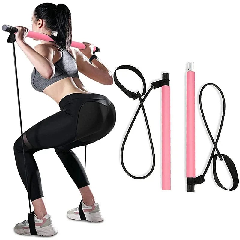 Portable Yoga Pilates Bar Stick with Resistance Band - UnclExpress